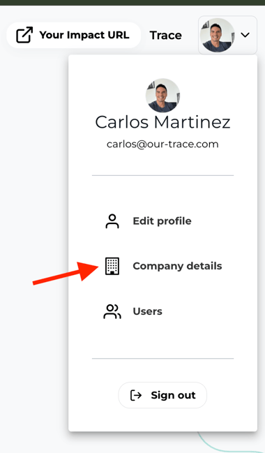 Company details menu