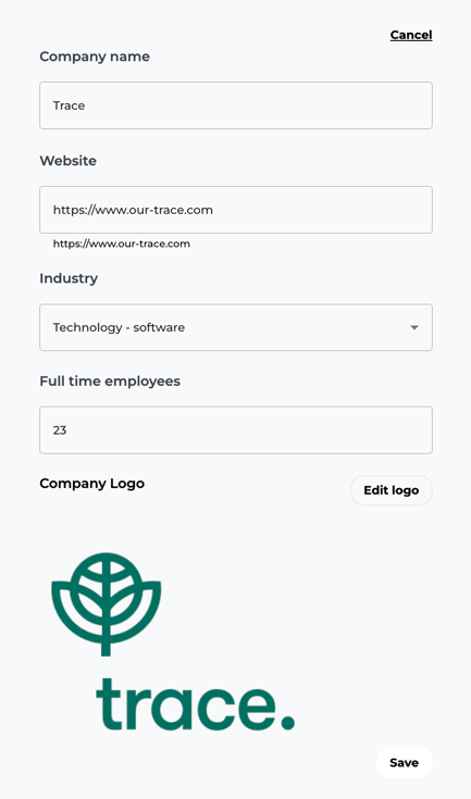 Edit company information